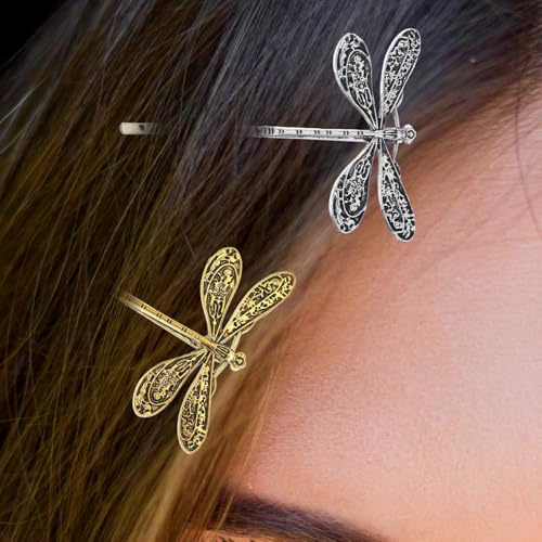Pinzas para el cabello Mabor Dragonfly en oro y plata miniatura 4