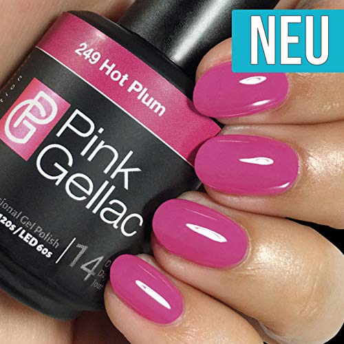Pink Gellac 249 Hot Plum Nail Polish Shellac UV/LED 15 ml (Requires Drying Under UV or LED Lamp)