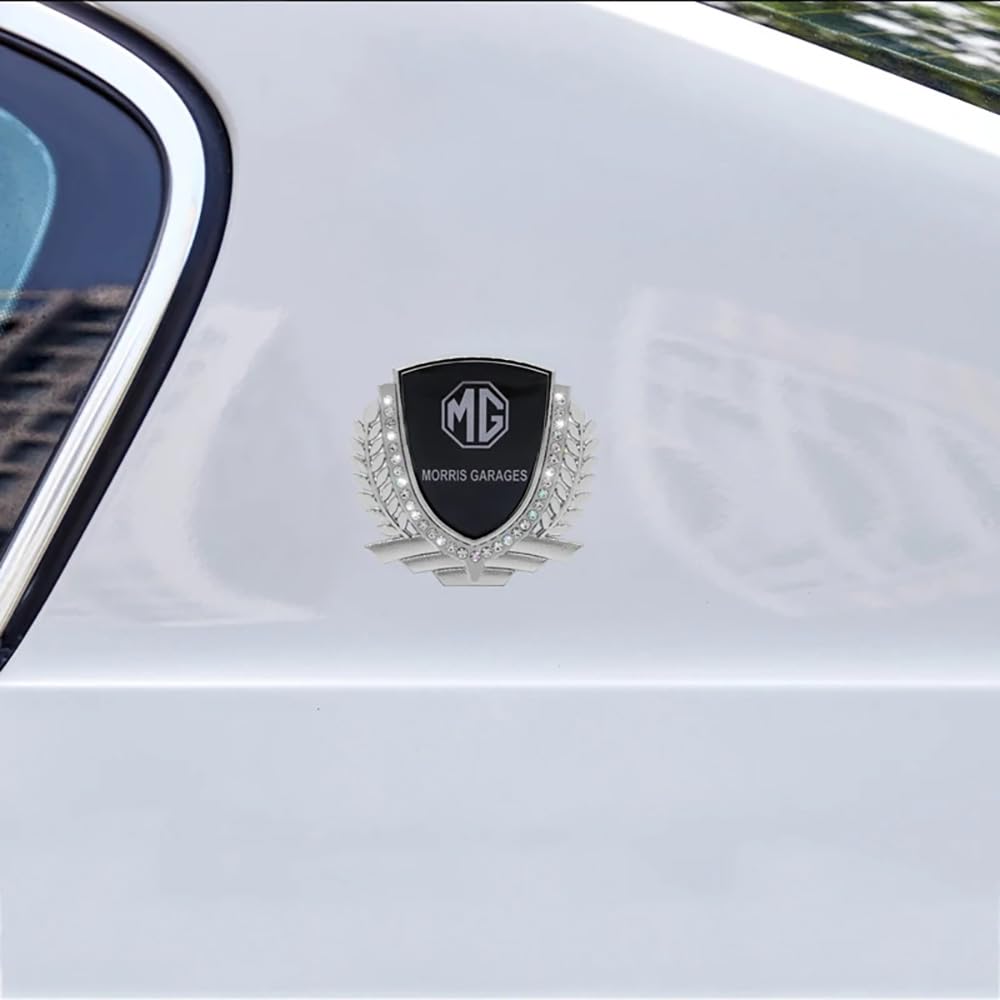 3D Metal Car Window Badge Emblem Rear Trunk Emblem Sticker for MG ZS MG5 MG6 MG7 Linghang ONE Accessories,Silver Style