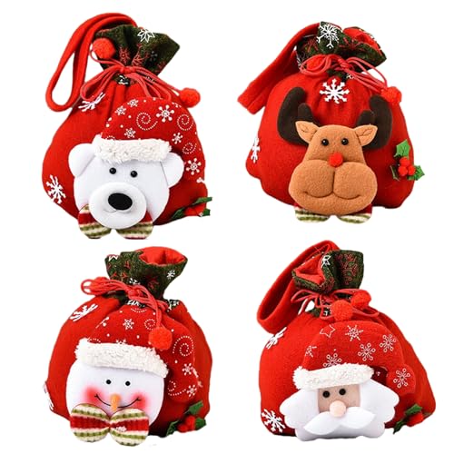 4 Stück Weihnachten Geschenkbeutel, Weihnachten Kordelzug...