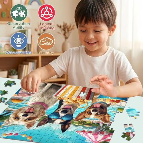 Rompecabezas para niños de 6 a 10 años: 200 piezas con tema de perros en parque de diversiones, juguete educativo y regalo ideal miniatura 6