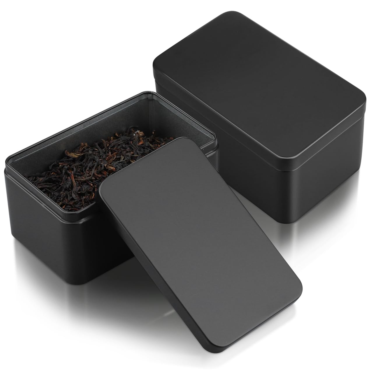 STOBAZA 2 Metal Tin Boxes with Lids, 13 cm Rectangular Storage Tins