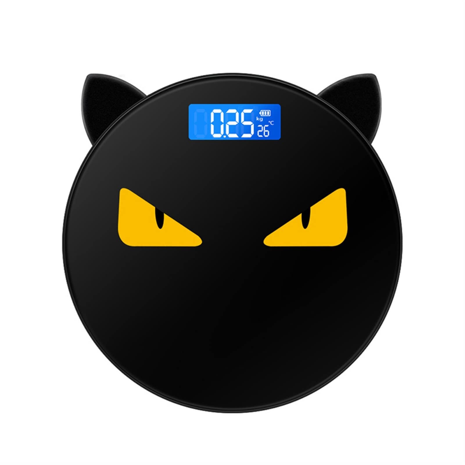 JINGYAN Básculas digitales Cute Cat Ear Weight Scale Home High-precision Electronic Personality Human Body Round Creative Black Weighing