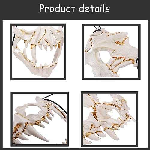 MFUOE Halloween Half Skull Mask Cosplay Costume Skeleton Half Mask Animal Skeleton Scary Mask Halloween Novelty Horror Mask for Adults (Tiger) - Image 2