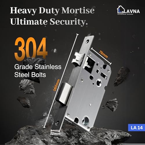 Image of LAVNA Digital Door Lock | 3 Way Access | Fingerprint, Mobile app, Key Access | 2 Locking Bolts | Suitable for 30 mm to 45mm Wooden Door fit with Right N Left Door Side (LA14, Smart)