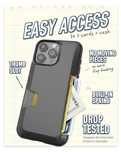 Image of Smartish iPhone 15 Pro Max Wallet Case with Crossbody Lanyard Strap - Wallet Slayer Vol. 1 - [Slim + Protective] Credit Card Holder with Universal Detachable Shoulder Neck Strap - Black Tie Affair
