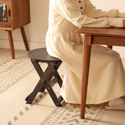 Vlush-Solid-Wood-Folding-Stool-Rubberwood-Portable-Chair-with-Handle-Sturdy-Semi-Circular-Folding-Stool-Chair-for-Dorm-Room-Living-Room-Kitchen-Bedroom-Dresser-and-Outdoor-Dining-Fishing-Brown