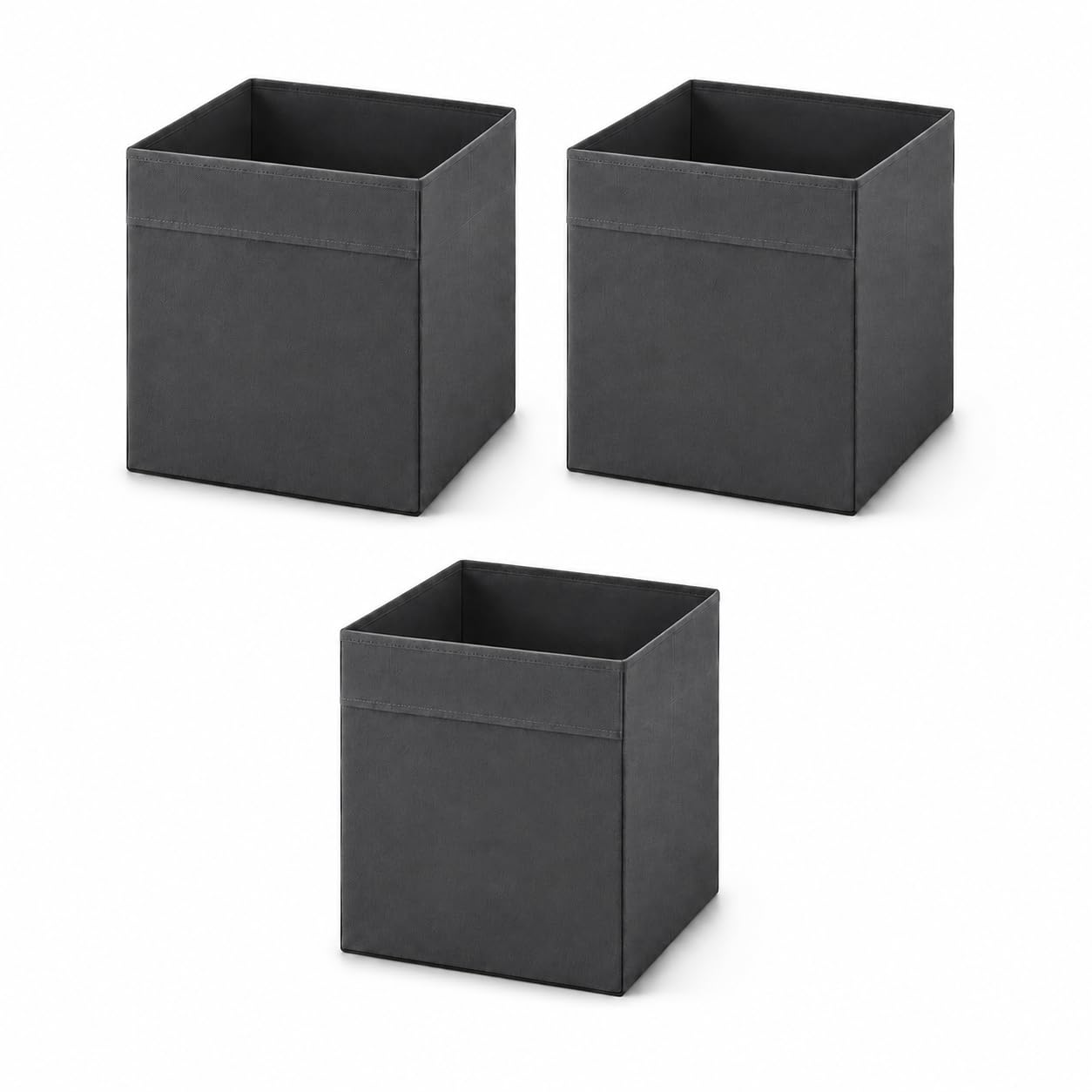 Princekingx Drona Storage Boxes – Foldable Kellax Shelf Insert Box – Cube Shaped Fabric Storage Organizer, 33x38x33cm Shelving Unit with Handle, For Home, Office Use, Baby Nursery (GREY, 3 PACK) — image 1