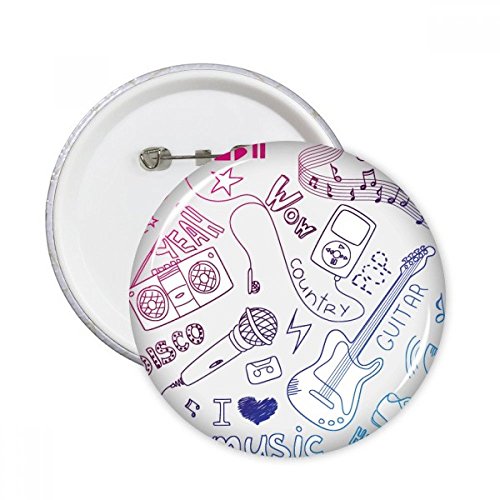 Cadeau musique badge rond motif casque illustré pour offrir à un musicien