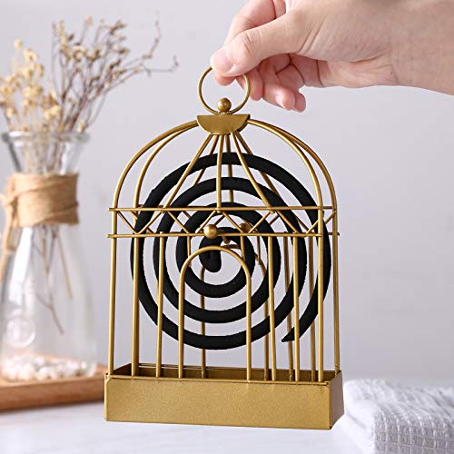 Vintage Wrought Iron Mosquito Cage Golden Bird Cage Mosquito Coil Box Mosquito Coil Holder (2 pack)