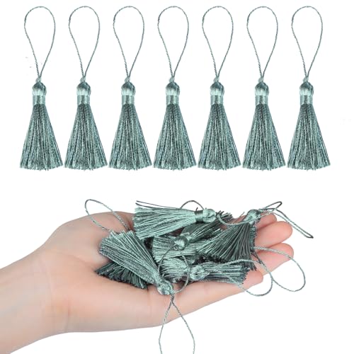 Image of 48Pcs Mini Bookmark Tassels Handmade Keychain Silky Tassel | (Mix Dark Blue)3.75inch Tassel, Silky Floss Craft Tassel for Jewelry Making,Tags,DIY Accessory