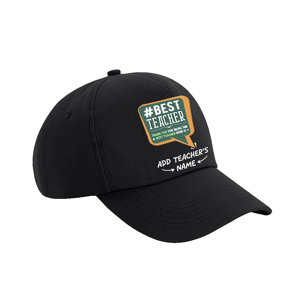 Getagift Personalised Best Teacher Ever, Thanks Giving, Teacher’s Day, Teacher Appreciation, End of School Year, Retirement Gift, Birthday Present, Authentic 5 Panel Cap. (Black)