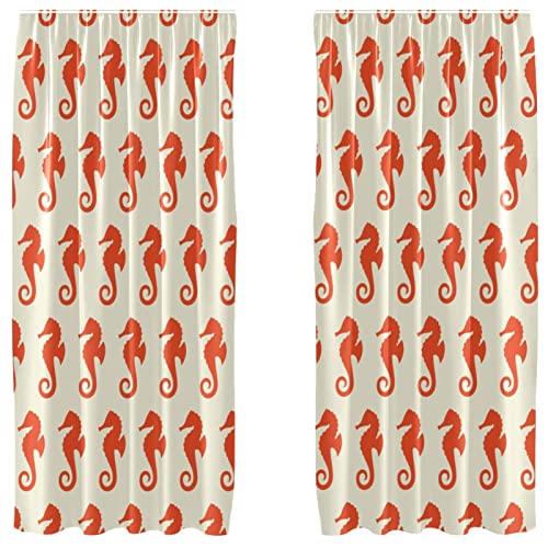Cortinas de caballito de mar naranja para ventana decorativa de 140x213 2