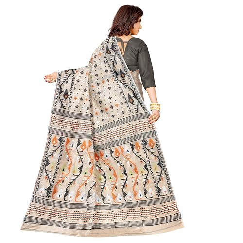 Image of Mayabi Women's Dhakai Jamdani Cotton Silk Saree Traditional Bengali Tant Korat Work, Without Blouse Piece