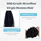 Przedłużanie włosów taśmą Dark Wavy Curly Hair Extensions Seamless Hair Extension Tape (Black for Women) 20Pcs Przedłużanie włosów(22 inch)
