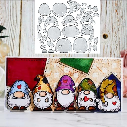 5 Stück/Set Herz-Zwerge, Metall-Stanzformen, Herz-Zwerge, Stanzschablonen für Bastelarbeiten, Scrapbooking, Karten, Fotoalbum, dekorative Prägepapier-Stanzformen für Scrapbooking, Kartenherstellung