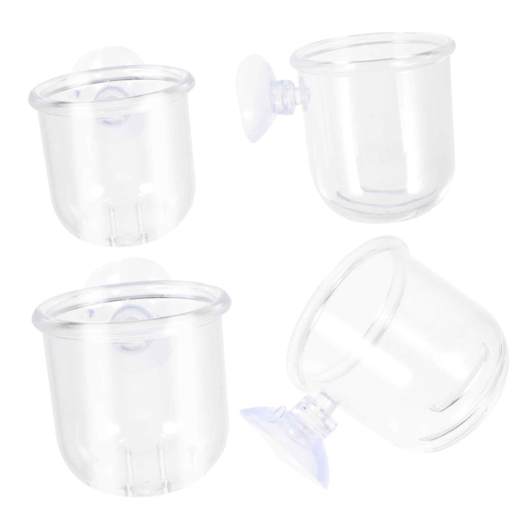 GRIRIW Glass Feeder Cups Fish Tank Feeder Sucker for Aquarium Supplies Betta Fish Tank