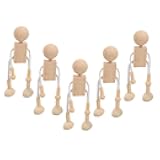 Uonlytech 6pcs DIY Wooden Dolls Unfinished Craft Dolls Cartoon Figures for Boys and Girls