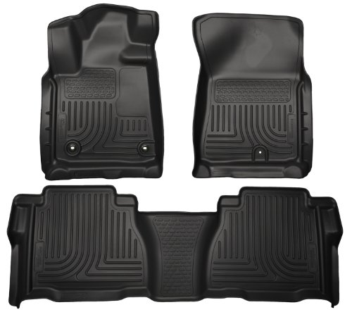 Husky Liners Weatherbeater Floor Mats | Fits 2012-2013 Toyota Tundra CREWMAX & Double CAB ONLY | Front & 2nd Row 3-pc Black - 99591
