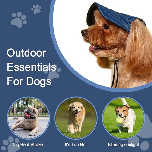 Atmungsaktives Hund Baseballmütze, Einstellbare Baseballmütze für Haustiere, Hunde-Sonnenhut mit Ohrlöcher, Stilvoll Sommer Reise Hut für Haustiere, für Alltag und Outdoor-Aktivitäten (Marineblau, M)