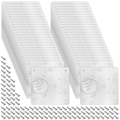 MUKLEI 50 PCS Stainless Steel Hinge Repair Plate, Kitchen Cupboard Hinges Repair