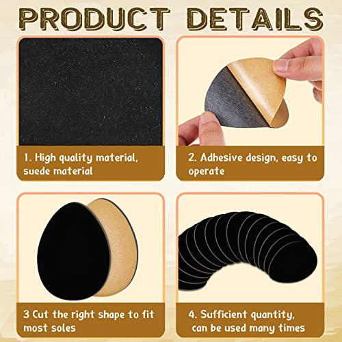 Image of Jecery 36 Pcs Suede Soles for Dance Shoes Non Slip Shoe Pads on Bottom of High Heeled Shoes Protectors Adhesive for Women(Black)