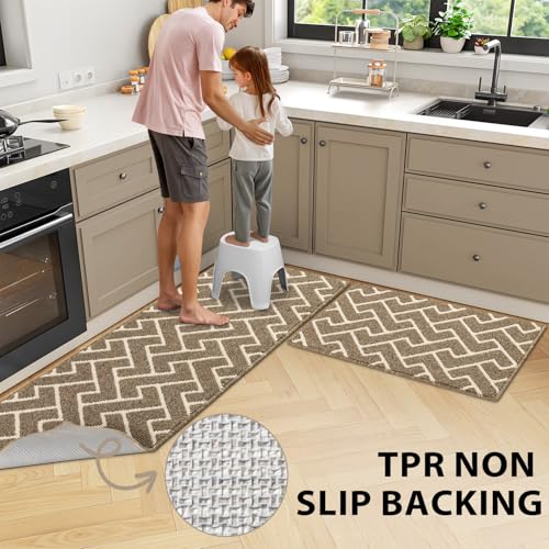 Image of hicorfe Kitchen Runner Rug,20 inchx48 inch+20 inchx32 inch Kitchen Set,Non-Slip Kitchen Mat