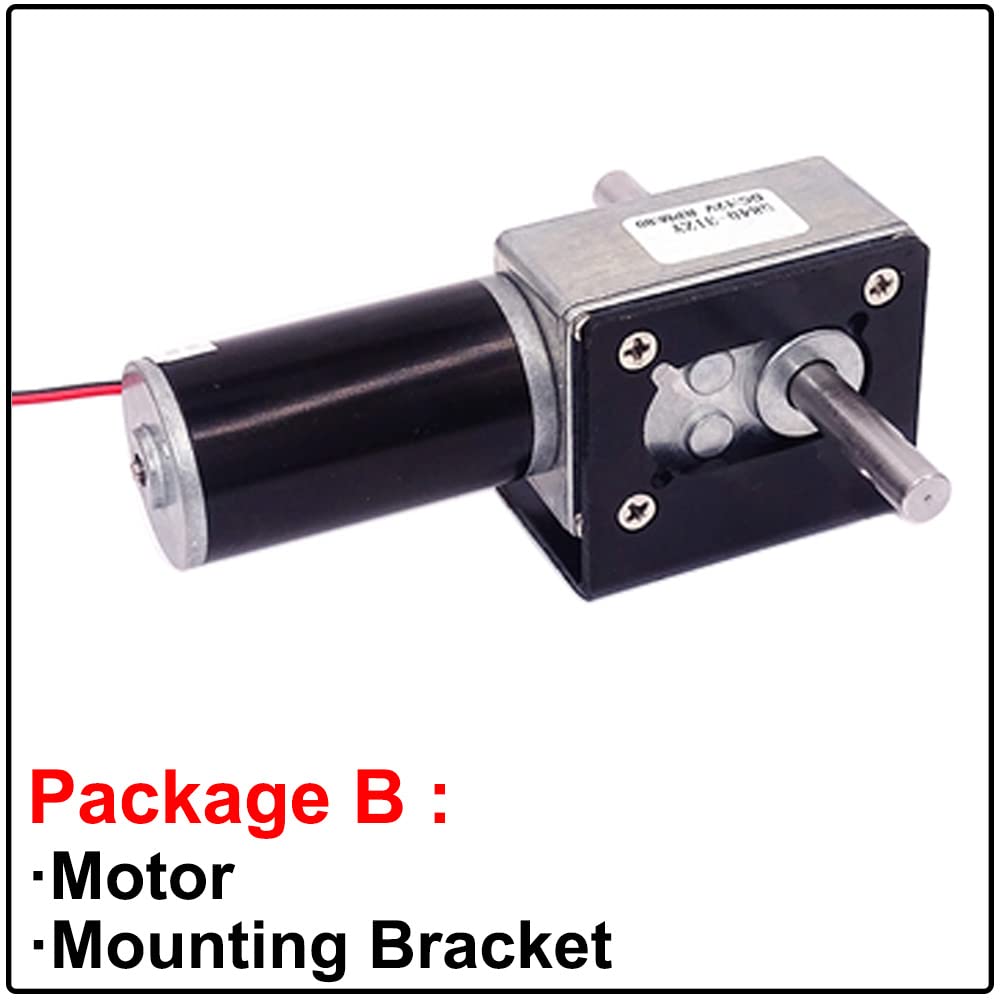 Doppelwellen-Schneckengetriebemotor mit hohem Drehmoment, 24 V, 12 Volt, 5–470 U/min, selbsthemmend, einstellbare Geschwindigkeit, umgekehrt, for automatische Wäscheständer (Size : 12v 40rpm 32kg.cm