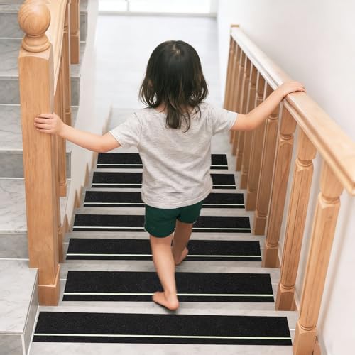 Image of Glow in Dark Anti Slip Tape, 4 inch x50FT Heavy Duty Waterproof Safety Grip Tape for Stairs, Pool, Bathroom - Black & Glow Stripe Indoor /Outdoor Multi-Purpose Traction Tape