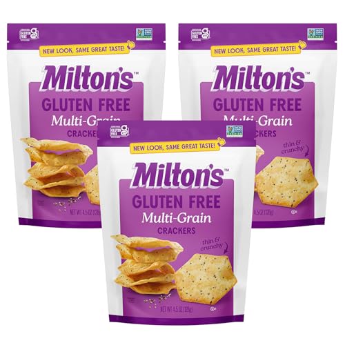 Milton's Gluten Free Crackers, Multi-Grain - Non-GMO Project Verified, Kosher, Certified Gluten Free Snack, 7 Grains In Every Bite - 4.5 Oz, Pack of 3