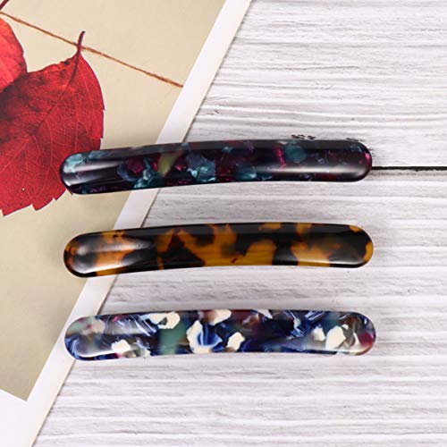 Lurrose 3pcs Acetate Hair Clips Skinny Hair Barrettes Tortoise Shell Hair Pins French Hair Clip Cellulose Hair Clip for Ladies Girls Women (Colorful 3) - Image 4