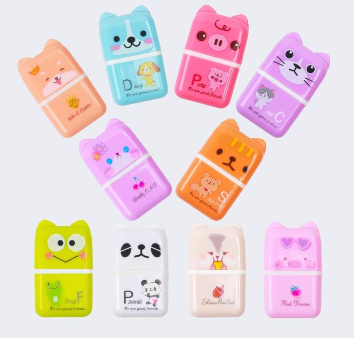 10 borradores coloridos y divertidos con diseño de animales de dibujos animados con rodillo de limpieza, bonitos borradores de animales, fáciles de