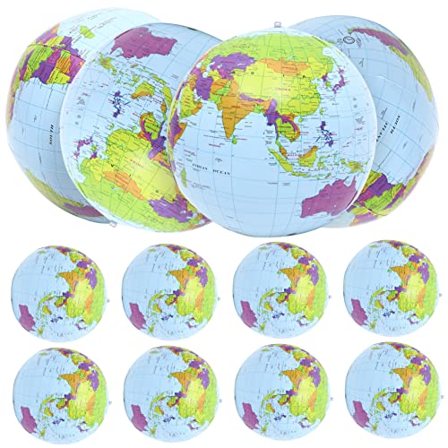 SUPVOX 12pcs Inflatable Beach Ball Globe Shaped Pool for Summer Fun Safe Material Educational Geography Learning for Pool and Beach Parties
