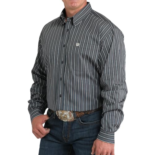 Cinch Men's Dark Grey Stripe Shirt2