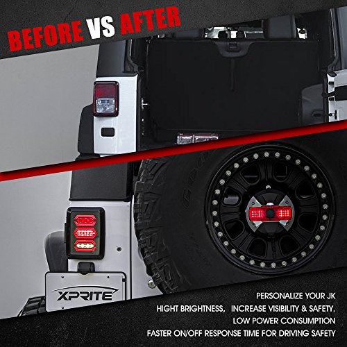 Image of G3 Diamond Series Smoked LED Tail Lights Compatible with 07-18 Jeep JK JKU | Signal /Brake /Reverse /Running Light, ABS housing, PMMA Lens, IP67 Waterproof, DOT Approved, Plug N Play