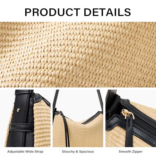 Image of CLUCI Summer Purses for Women, Cute Straw Bag, Beach Shoulder Bag, Woven Handbags with Adjustable Wide Shoulder Strap