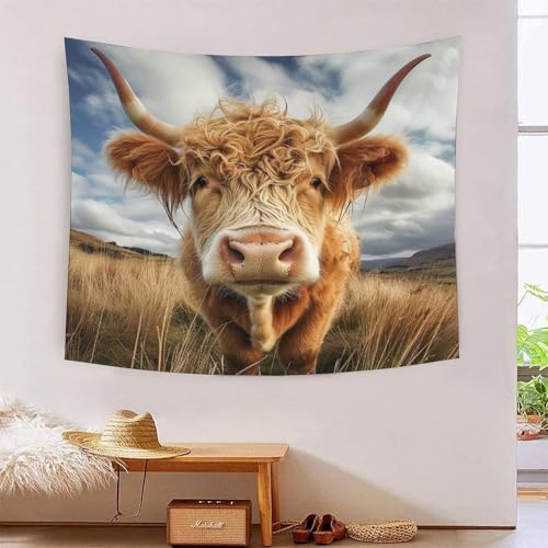 Tapisserie 3D Highland : masquez un mur vide avec ce grand tissu déco
