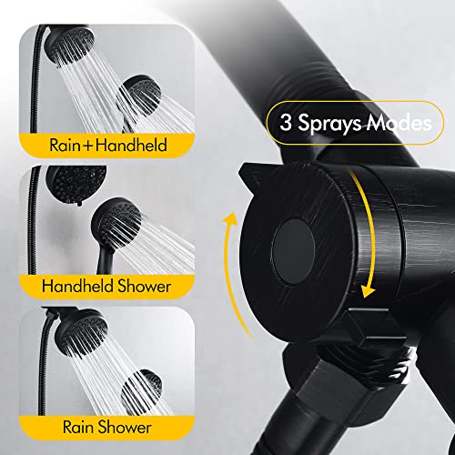 Fransiton Shower Faucet System With Bathroom Spout Rain Shower Kit, High Pressure Handheld Shower Head Dual 2 In 1 Shower Combo Faucet Set With Valve Trim Kit(Valve Include) Oil-Rubbed Bronze #TOP1