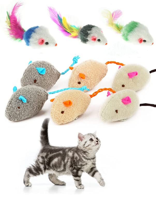 YKKJ 9 Piezas Raton Juguete, Pequeño Ratón Juguetes, para Gatos, Ratones, encantadores Gatitos, Juegos interactivos