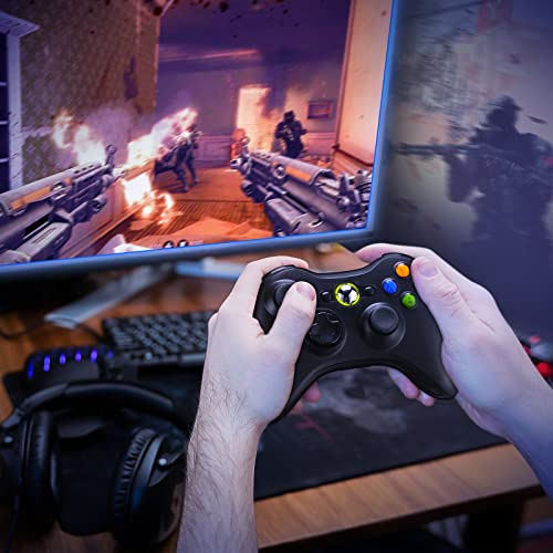 Powerextra Mando Inalámbrico para Xbox 360 - Controlador de Gamepad Wireless Bluetooth Alta Sensibilidad Joystick con Doble Vibración Ergonomía para Xbox 360 Windows XP 7 10