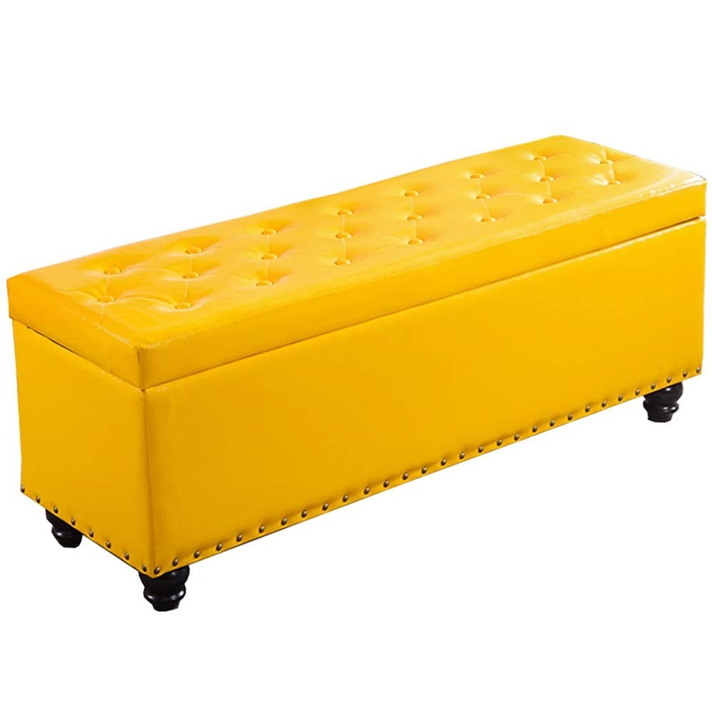 Plegable Ottoman Cambiar Banco de Zapatos Caja de Almacenaje con Tapa Reposapiés Rectangular Acolchado de Madera Asiento de Cuero PU Sala de Pasillo Carga Máxima 150 kg Otomanos