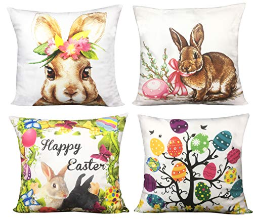 Geepro 18 Pulgada Manta Funda de Almohada, Decoraciones de Navidad Santa Claus Copo de Nieve Ciervo Xmas Decorativo Cuadrado Funda de Almohada