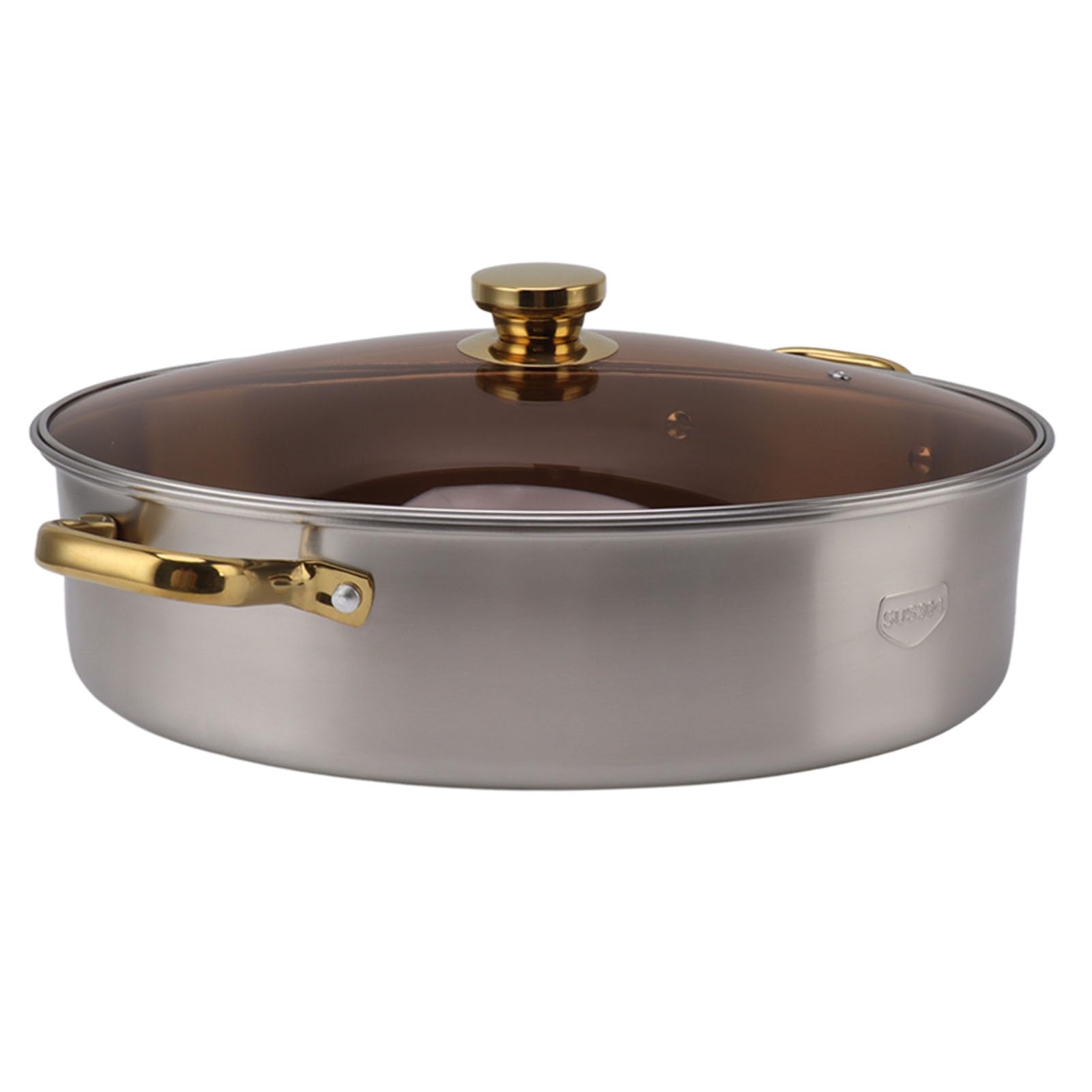 Pentola a Vapore per Pesce in Acciaio Inossidabile Dal Design Ovale per Cuocere a Vapore Pesce e Frutti di Mare con Coperchio in Vetro e Griglia di Supporto