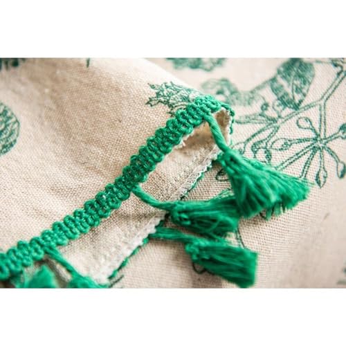 Nappe ronde 100 cm anti-poussière style floral à pompons