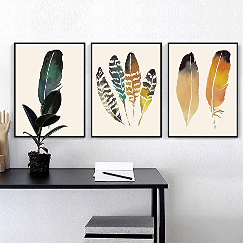 Toile plumes vert foncé de style nordique pour créer une ambiance zen dans votre chambre