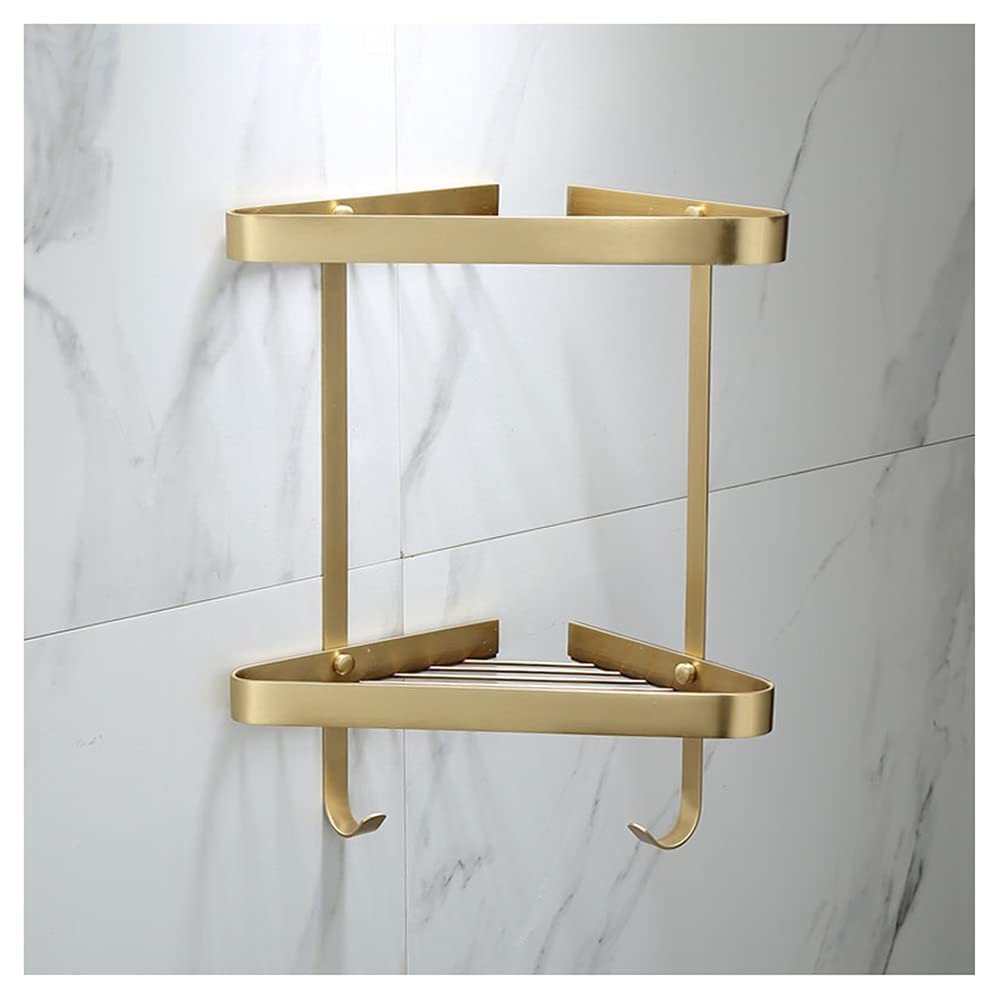 NUHSLF Bathroom Divider Corner Brass Bathroom Shower Rack Bath Shower Caddy Rack Holder Wall Mounted Bathroom Shelf Bathroom