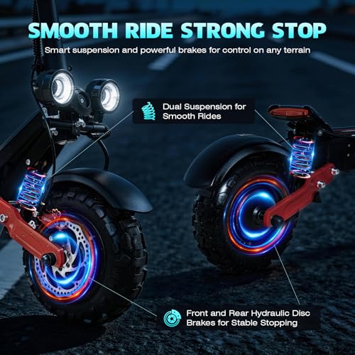 JEMMOWS Electric Scooter (Black and Red) - 6000W Motor, 50 MPH Top Speed, 55 Mile Range - Image 3