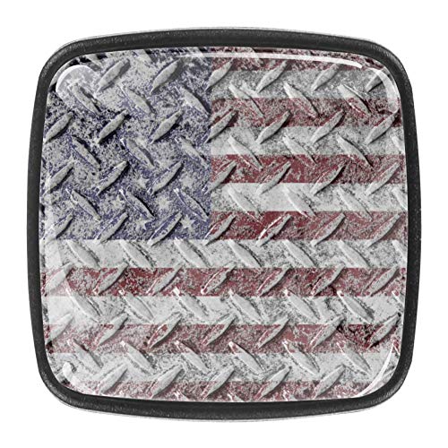 USA Bulletproof Iron Plate 4pcs Glass Cupboard Cabinet Door Knobs Drawer Pulls Handle