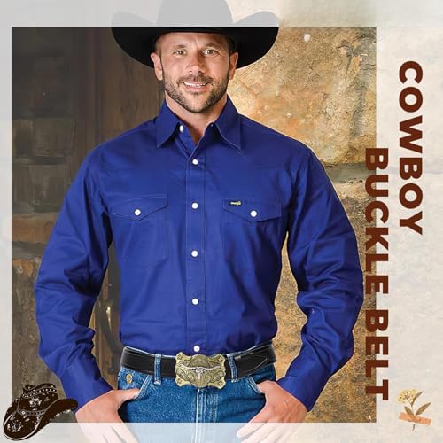 Men's Western Genuine Leather Belt – Classic Cowboy Style for Jeans, Unisex Design, Ideal Christmas Gift2