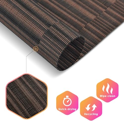 Image of Washable PVC Heat Resistant Colorful Place Mats for Kitchen Dining Table Mates Washable Heat-Resistant for Dining Table (Brown & Black, Pack of 6)
